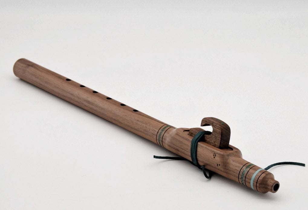 Artist Series | Back Walnut Native American Style Flute with Malachite and Turquoise Inlays